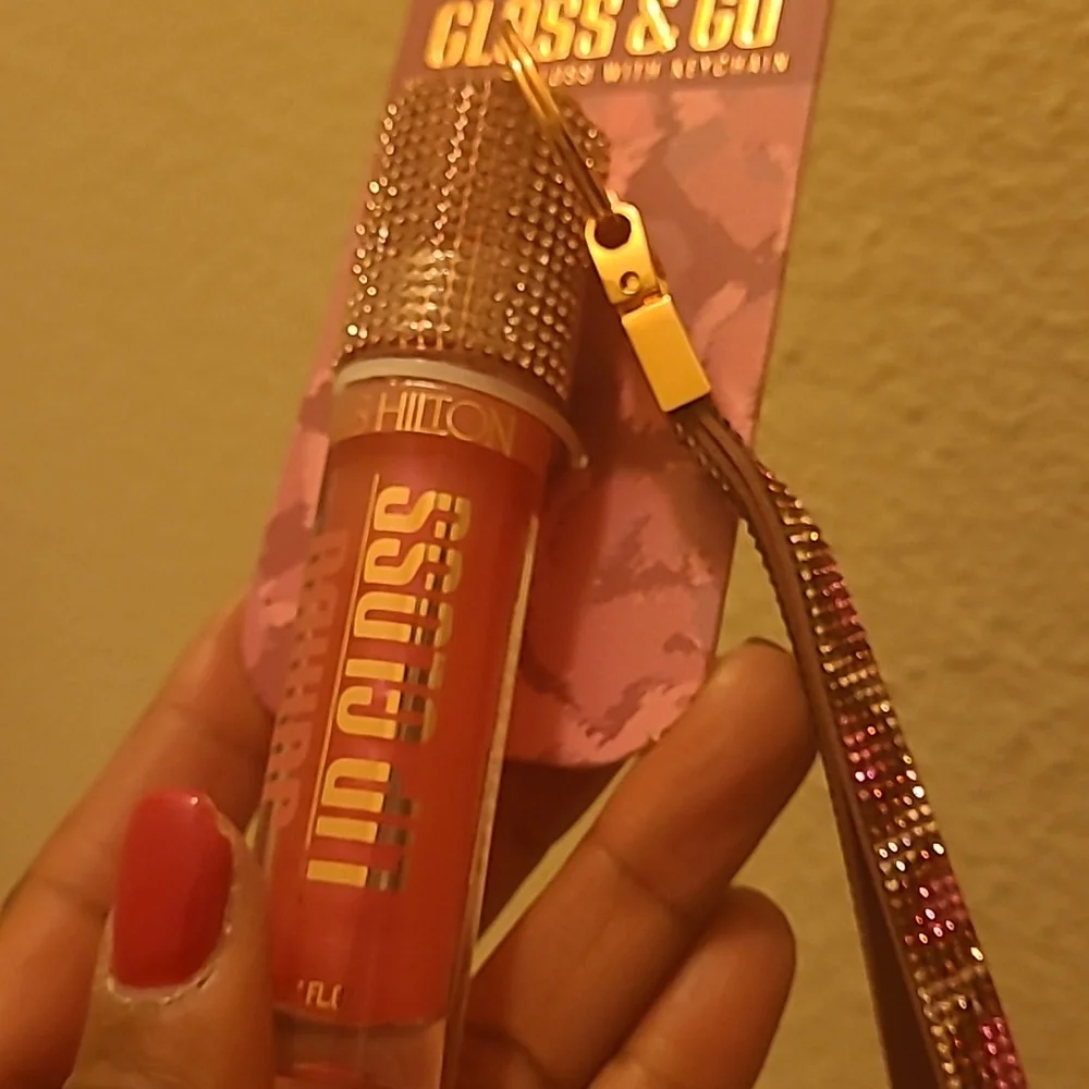 Paris Hilton Gloss & Go Lip Gloss Keychain - Coral Orange with Gold Accents